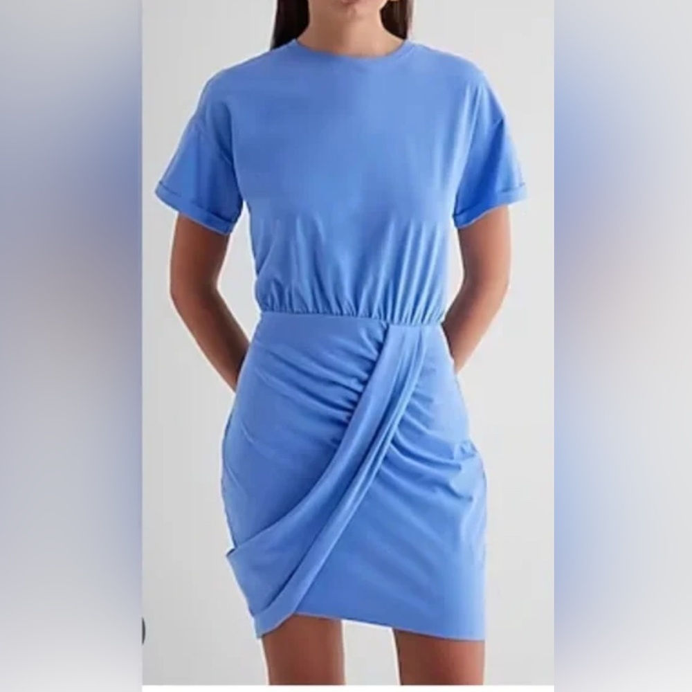 Express crew neck draped tshirt dress